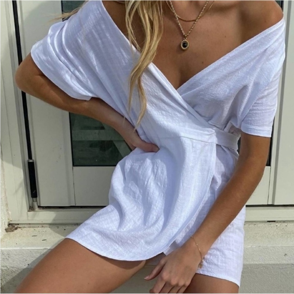 Princess Polly White Deep V-Neck Dress